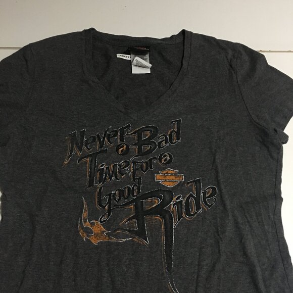 Harley Davidson Womens Large T-Shirt Motorcycle Biker Gray Roma Italy - Picture 2 of 10